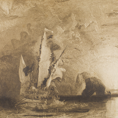 Etching of seascape