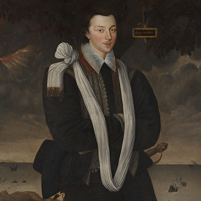Painting of man with white sash